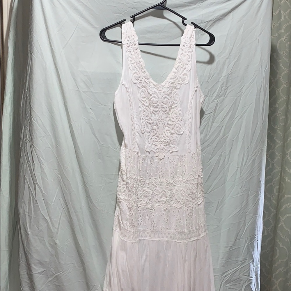 Magic white lace and eyelet maxi dress